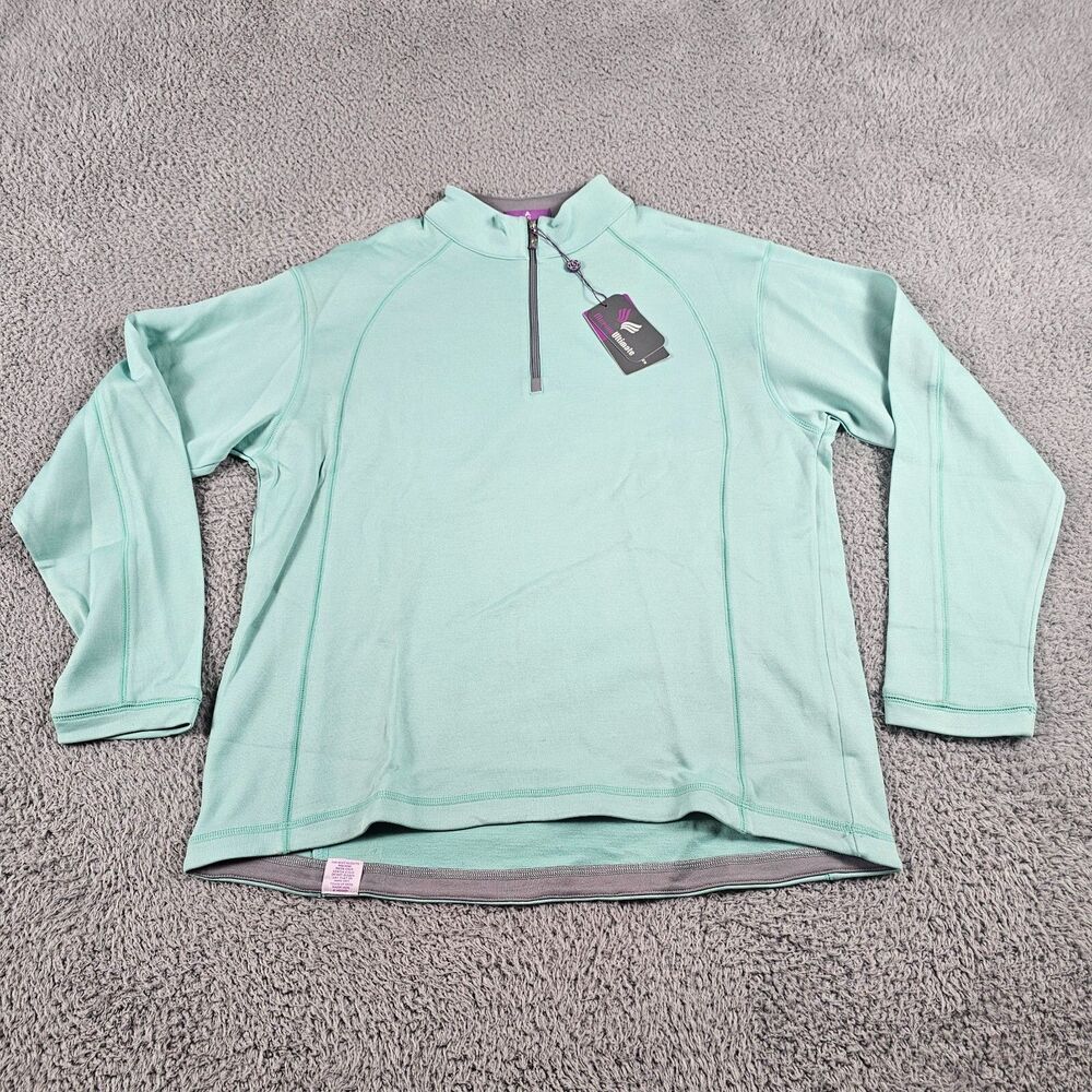 Aristo 18 Eighteen Sweater Womens Small Mint Merino Wool Blend Stretch 1/4 Zip